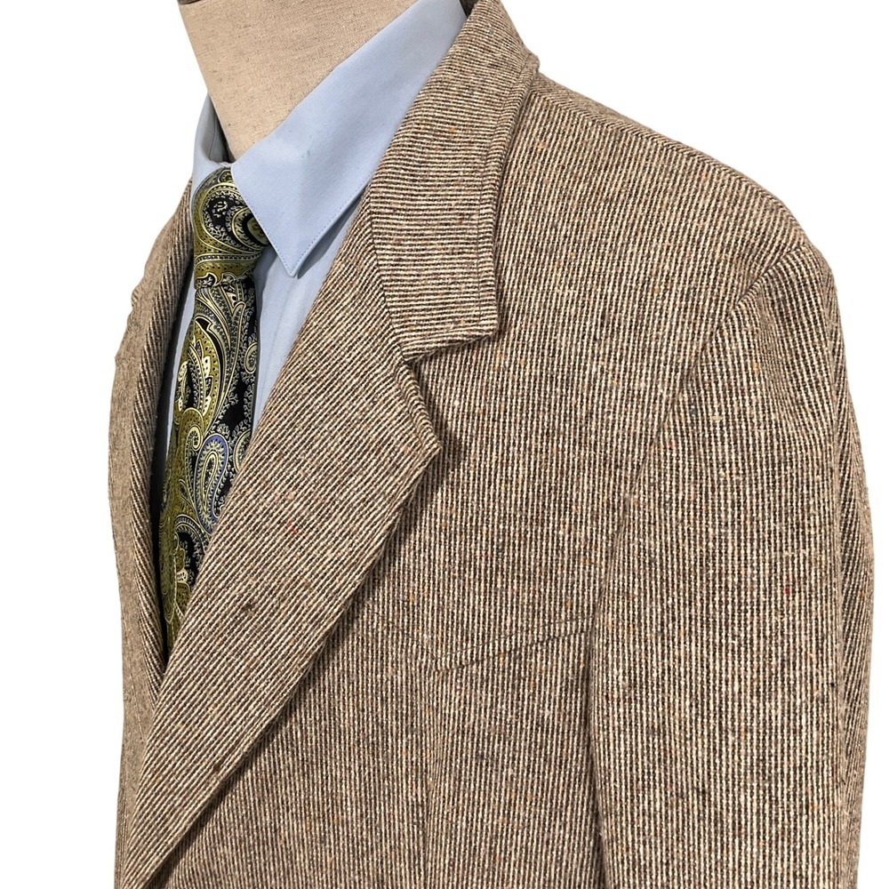 Pioneer Wear Blazer Mens 42 Tan Tweed Western Elbow Patch Rancher Wool Jacket